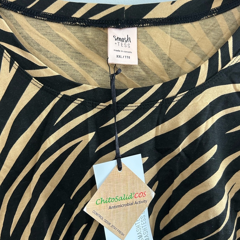 NEW smash & Tess plus size Xxl black & brown zebra print short sleeve bodysuit - Picture 4 of 4